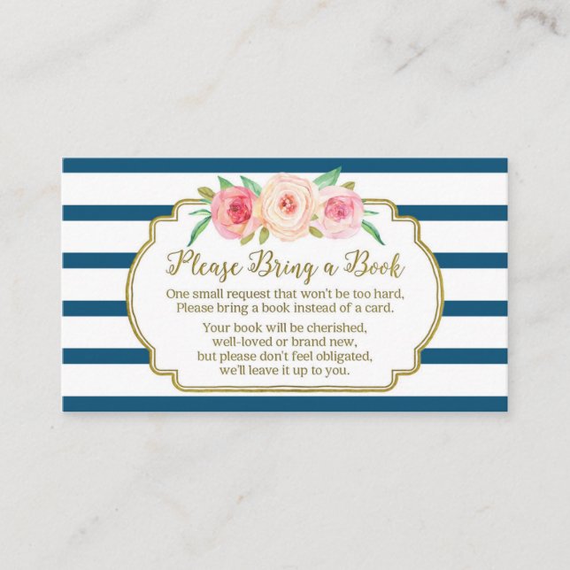 Baby shower Demande Carte Pink Floral Navy (Devant)