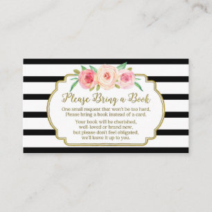 Baby shower Demande Carte Rose Floral Noir