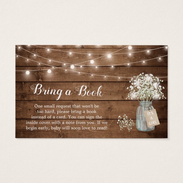 Baby shower Demande de livre Rustic Wood Bébé's Br (Devant)