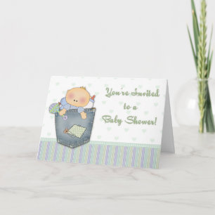 baby shower Denim Green Invitation