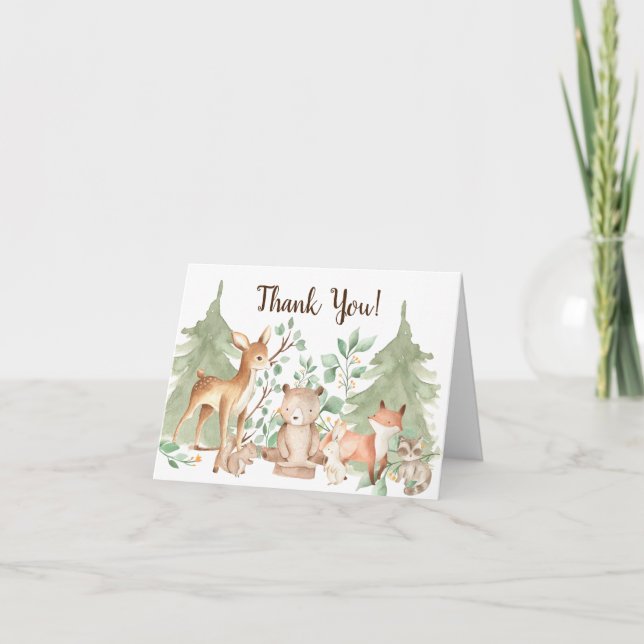 Baby shower des animaux des bois Merci de noter (Devant)