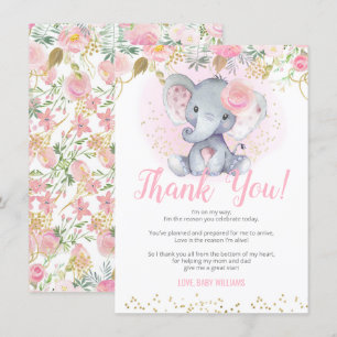 Baby shower des éléphants - Cartes de remerciement