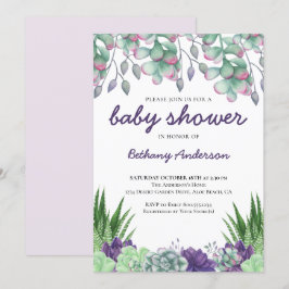 Baby Shower Desert Garden Sukkulturen Aquarell Einladung