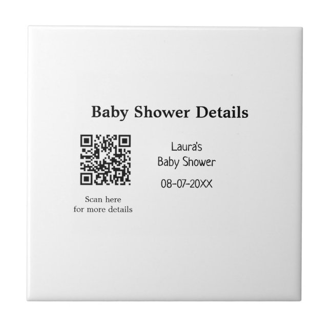 BABY SHOWER DETAILS QR SCAN CODE MINIMAL MODERN RU FLIESE (Vorderseite)