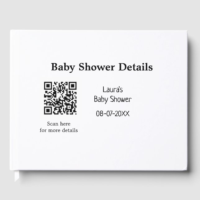 BABY SHOWER DETAILS QR SCAN CODE MINIMAL MODERN RU GÄSTEBUCH (Vorderseite)