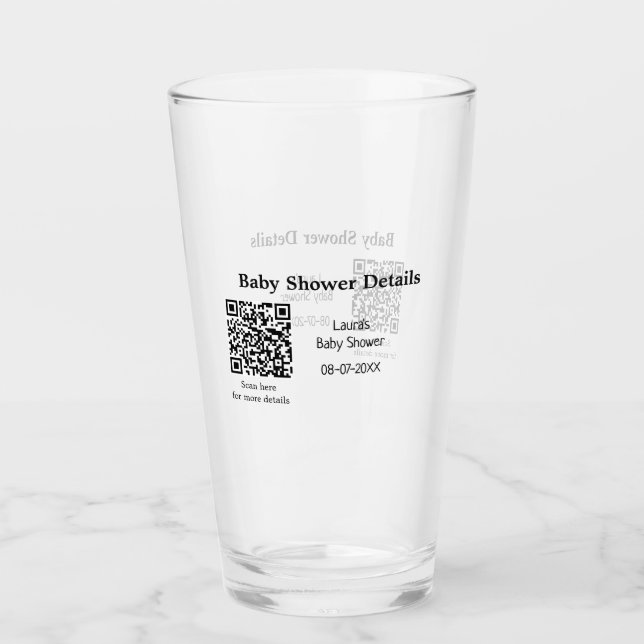 BABY SHOWER DETAILS QR SCAN CODE MINIMAL MODERN RU GLAS (Vorderseite)