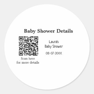 BABY SHOWER DETAILS QR SCAN CODE MINIMAL MODERN RU RUNDER AUFKLEBER