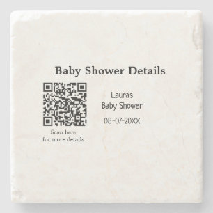BABY SHOWER DETAILS QR SCAN CODE MINIMAL MODERN RU STEINUNTERSETZER