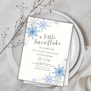 Baby shower d'hiver des flocons bleus Invitation