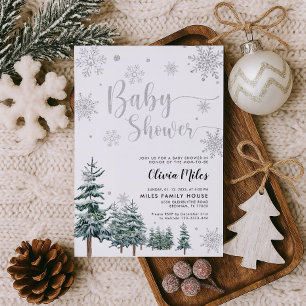 Baby shower d'hiver invitation argent parties scin