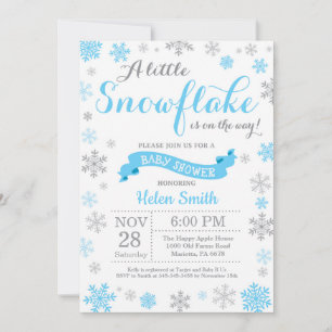 Baby shower d'hiver Invitation Fléau de neige bleu