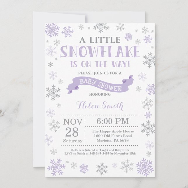 Baby shower d'hiver Invitation Fléau de neige viol (Devant)