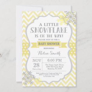 Baby shower d'hiver Invitation Flocon de neige jau