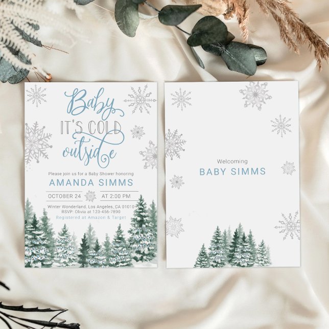 Baby shower d'hiver Invitation Il fait froid dehor (Winter Baby Shower Invitation It's Cold Outside)
