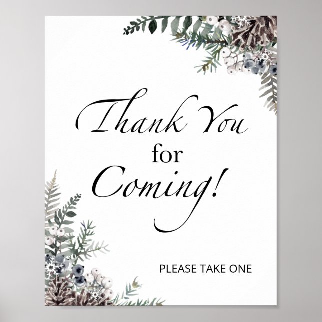 Baby shower d'hiver Merci pour venir Poster (Devant)