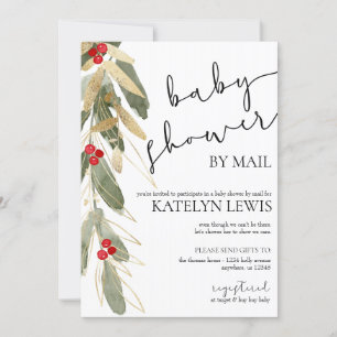 Baby shower d'hiver par Mail Invitation Gold Holly