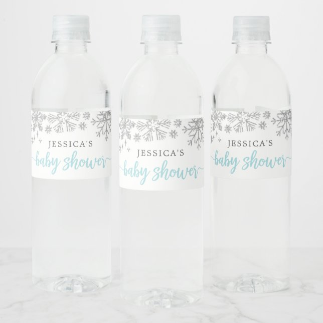 Baby shower d'hiver Snowflake Étiquette de bouteil (Bouteilles)