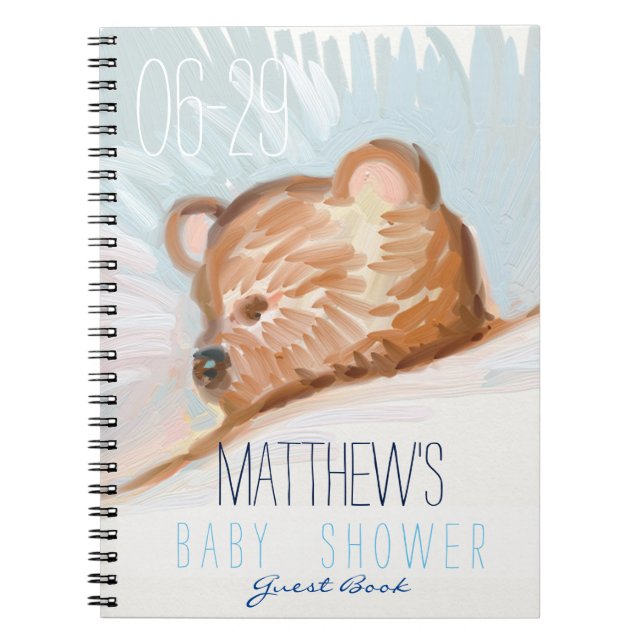 Baby shower d'hôtes Sleeping Teddy Bear Livre d'or (Devant)