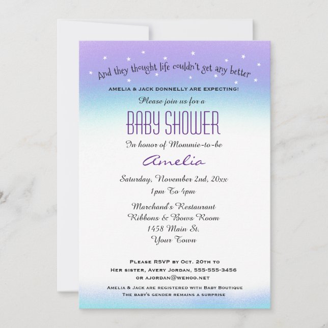 Baby shower d'humeur doux Invitation (Devant)