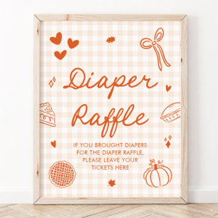 Baby Shower Diaper-Raffle-Spiel 'Fall Cutie Pie' Poster