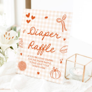 Baby Shower Diaper-Raffle-Spiel 'Fall Cutie Pie' Sockelschild