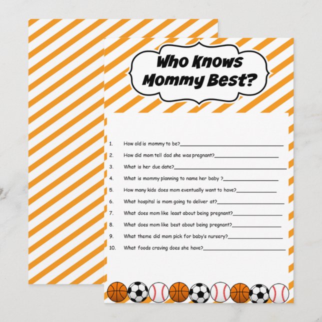 Baby Shower, die Mama Best Game kennt Einladung (Vorne/Hinten)