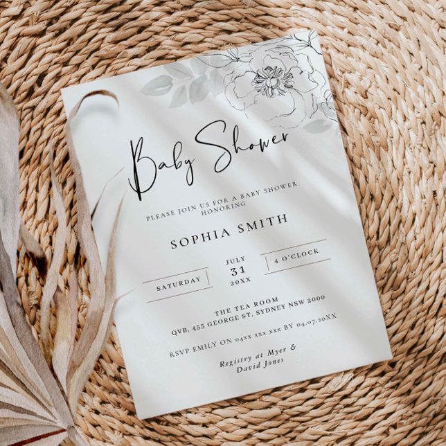Baby shower d'illustration botanique Invitation (Créateur téléchargé)
