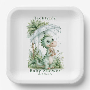 Baby-Shower-Dinosaur-Regenschirm Tropisches Thema Pappteller