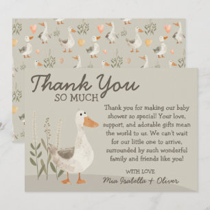 Baby shower d'oie d'aquarelle - Carte de remerciem
