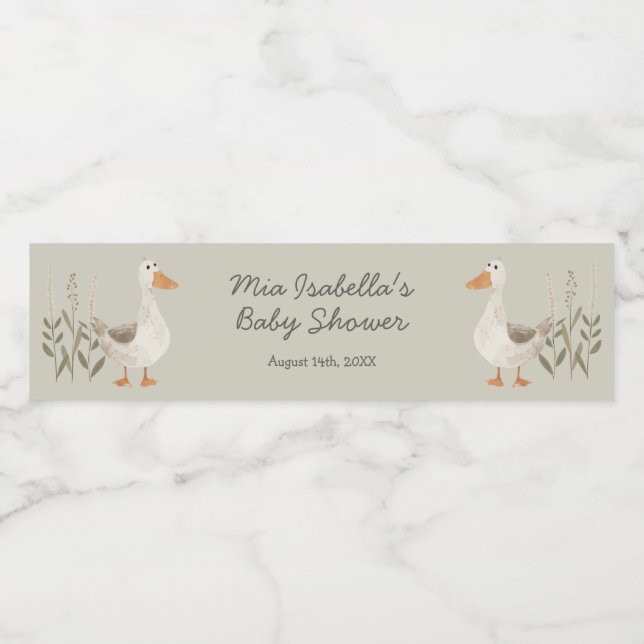 Baby shower d'oie d'aquarelle Étiquette de bouteil (Étiquettes simples)