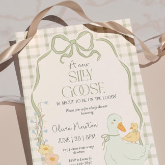 Baby shower d'oie sotte Invitation Mère Oie