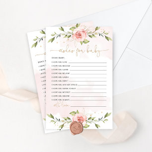 Baby shower d'or floral clair souhaits pour carte