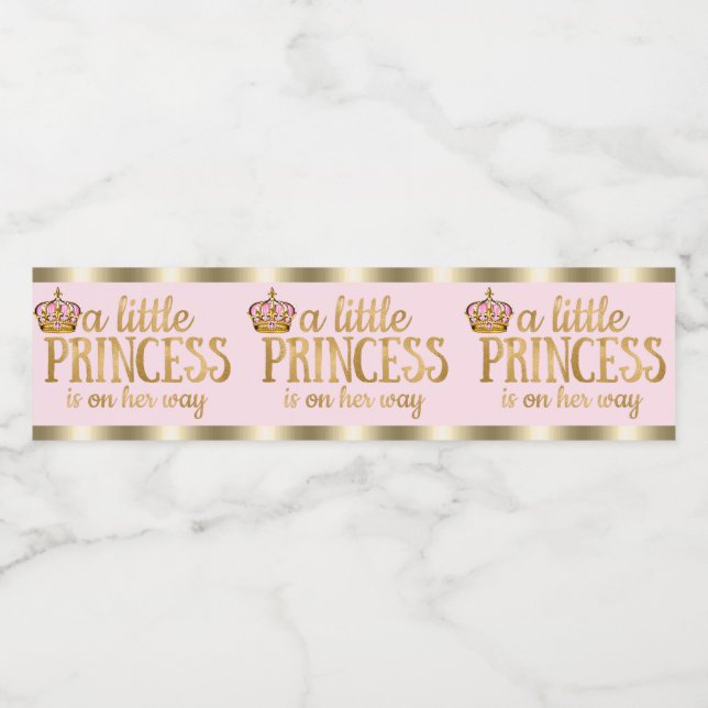 Baby shower d'or rose Princess Étiquette bouteille (Étiquettes simples)