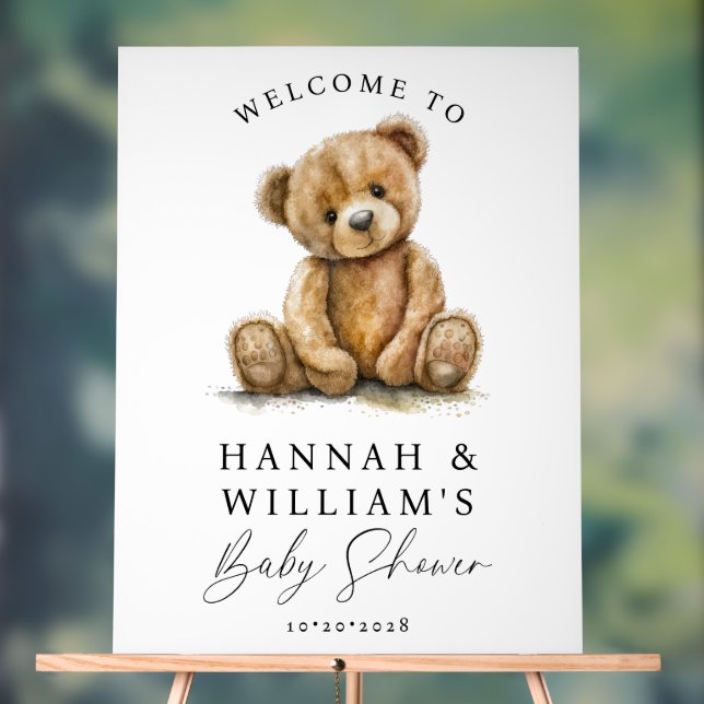 Baby shower d'ours en peluche mou Affiche de bienv (Neutre)