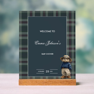 Baby shower d'ours rustique Tartan