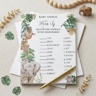 Baby Shower Dschungel-Safari-Tiere Zuordnungsspiel Notizblock
