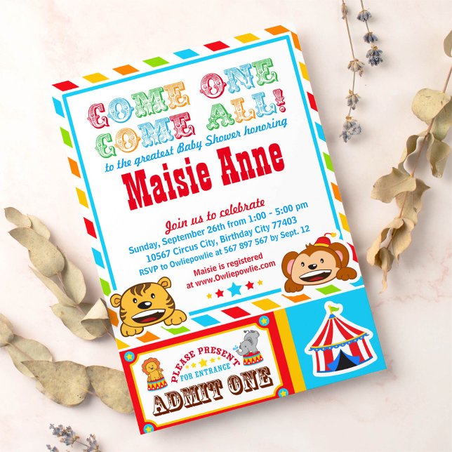 Baby shower du Carnaval de cirque Invitation (Créateur téléchargé)