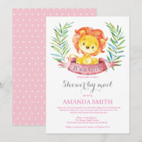 Baby shower du lion féminin par invitation postale