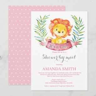 Baby shower du lion féminin par invitation postale