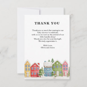Baby shower du village d'hiver Carte de remercieme