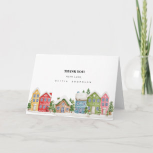 Baby shower du village d'hiver Carte de remercieme