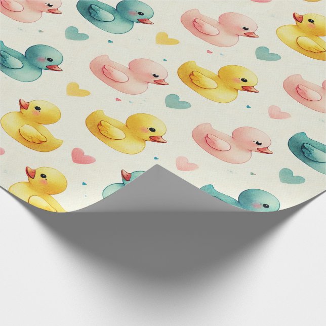 Baby Shower Duck Pattern Wrapping Paper Geschenkpapier (Ecke)