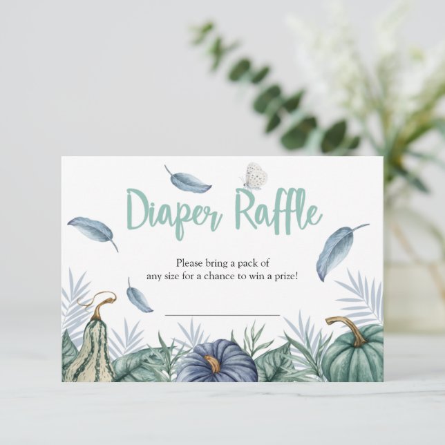Baby shower Dusty Blue Citrouille Déchets Carte Ra (Debout devant)