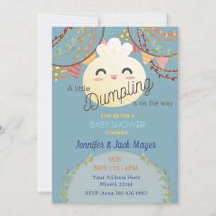 Baby shower Dusty Blue Little Dumpling Invitation