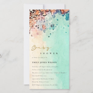 BABY SHOWER EAU COULEUR SABLE DE PLAGE INVITATION