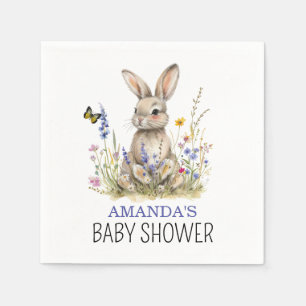 Baby Shower Einige wilde Wildblumen-Hasen Serviette
