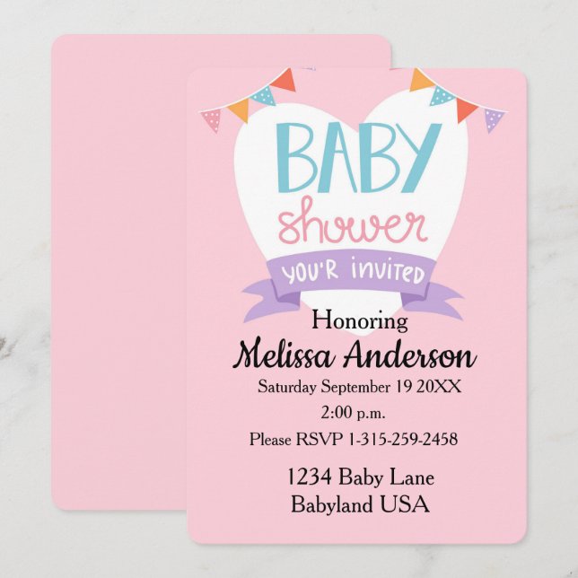 Baby Shower Einladung (Vorne/Hinten)
