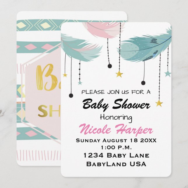 Baby Shower Einladung (Vorne/Hinten)