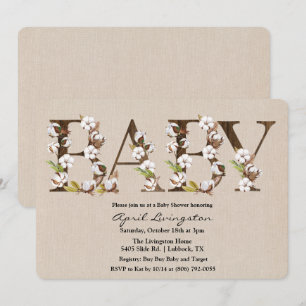 Baby-Shower-Einladung aus Baumwolle mit Alphabet Einladung