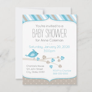 Baby Shower Einladung Bird auf einem Branch Blue T
